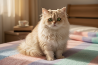 Chat détendu au pelage fourni, sans accessoire visible, pour illustrer la prévention des nœuds