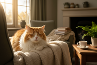 Chat à poil long au repos, sans accessoire, pour illustrer l’entretien du pelage du Persan