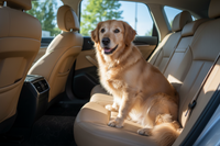 Chien dans une voiture, illustration d’un article sur les poils sur les sièges