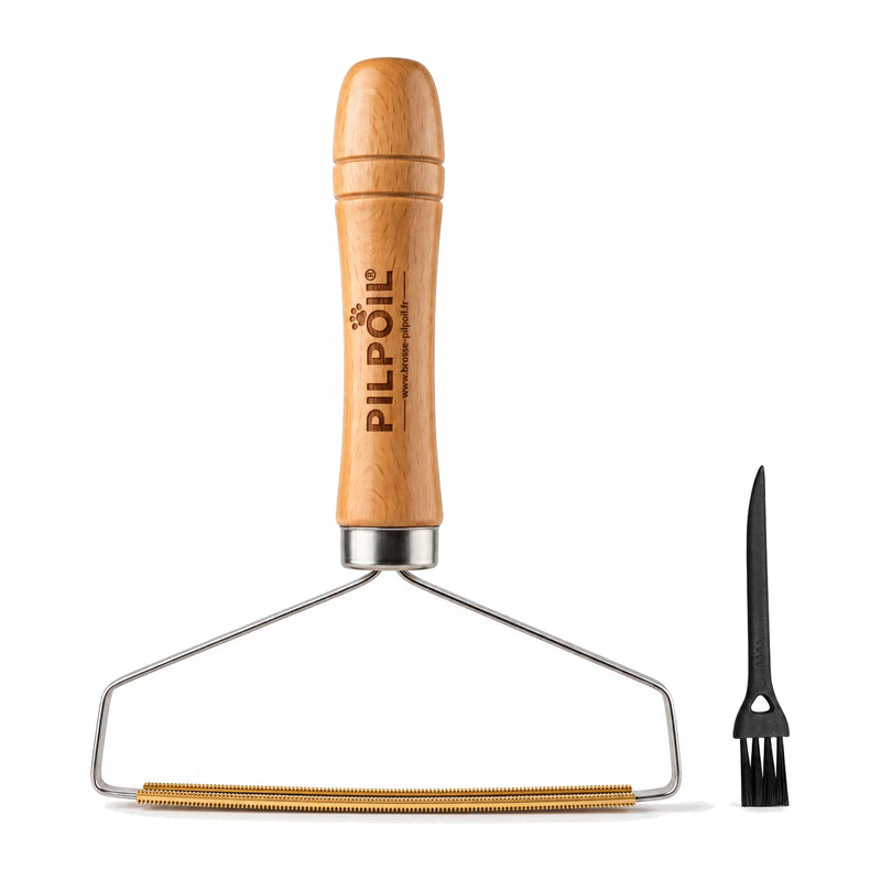 Brosse en T anti-poils PILPOIL® – Tapis, voiture et arbre à chat, manche en hêtre