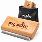 Brosse Pilpoil en bois de hêtre rangée dans sa pochette noire à ouverture par pression