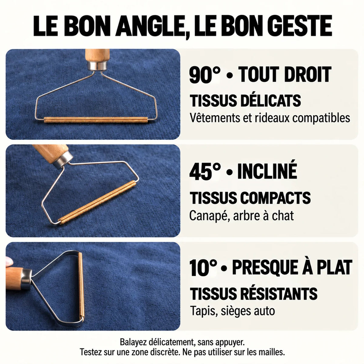 Brosse en T anti-poils PILPOIL® – Tapis, voiture et arbre à chat, manche en hêtre