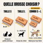 Comparatif des tailles S (8 cm) et L (11,5 cm) et du combo S + L de la brosse Pilpoil