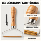 Brosse en T anti-poils PILPOIL® – Tapis, voiture et arbre à chat, manche en hêtre