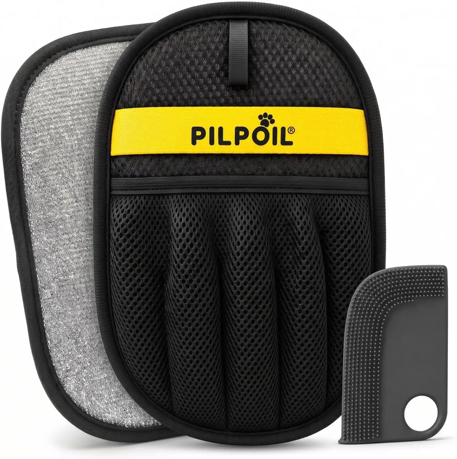Gant anti-poils animaux PILPOIL avec raclette en silicone